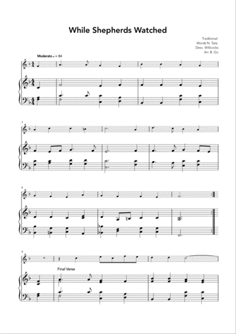 While Shepherds Watched While Shepherds Watched Violin Solo scores gallery preview page 1