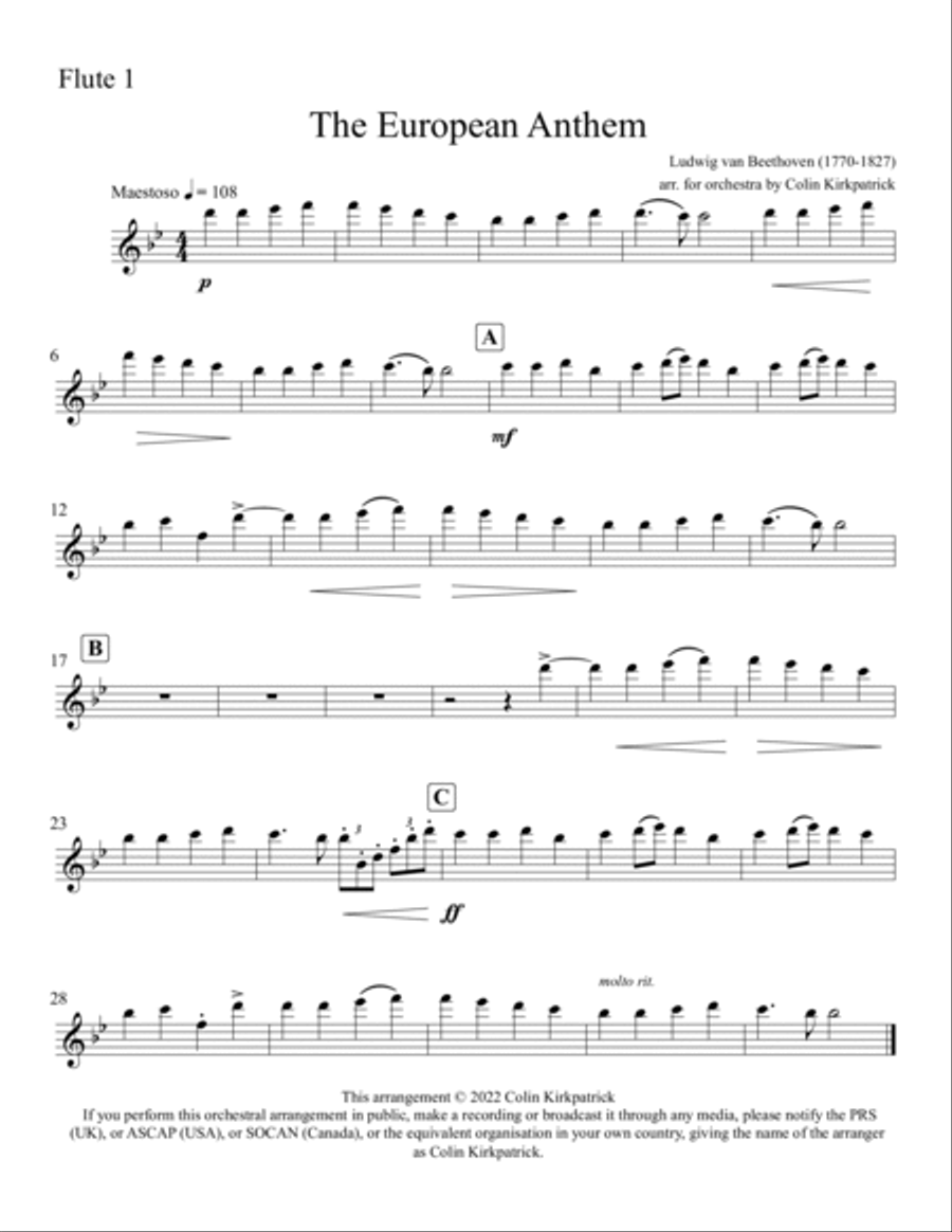 The European Anthem (Full Orchestra) Full Orchestra scores gallery preview page 6