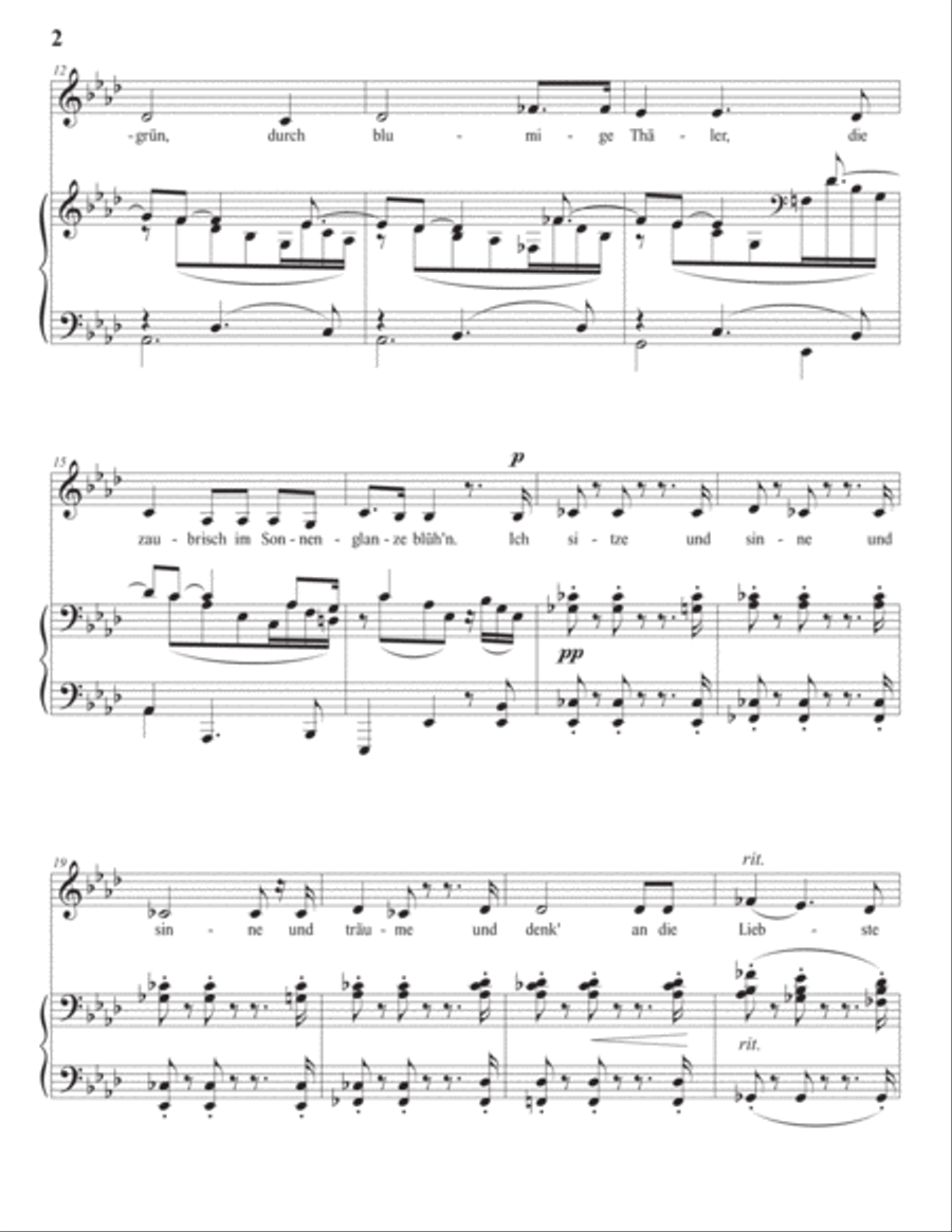 SCHUMANN: Mein Wagen rollet langsam, Op. 142 no. 4 (transposed to A-flat major) Voice scores gallery preview page 3