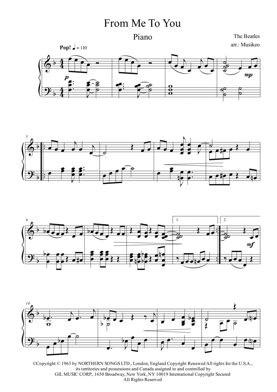 From Me To You From Me To You Piano Solo scores gallery preview page 1
