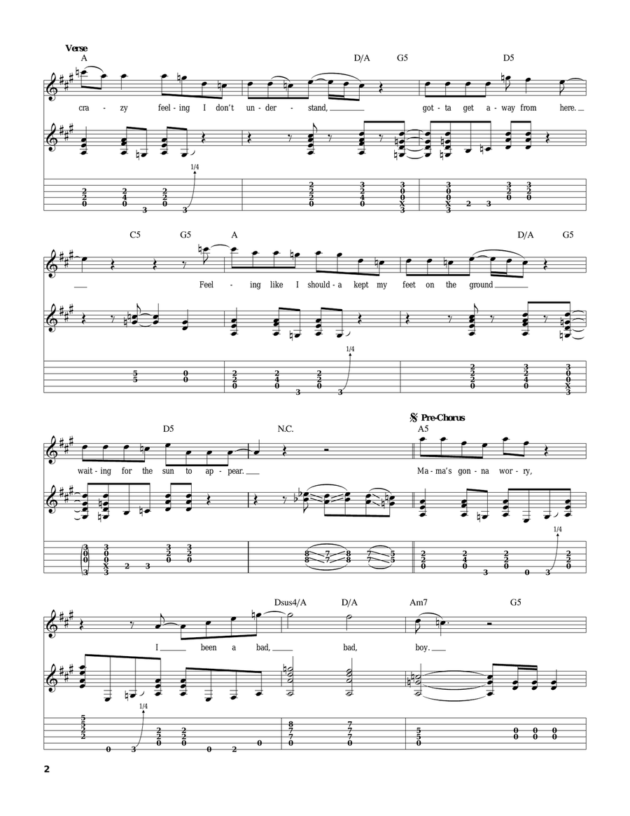 Flying High Again Acoustic Guitar scores gallery preview page 2
