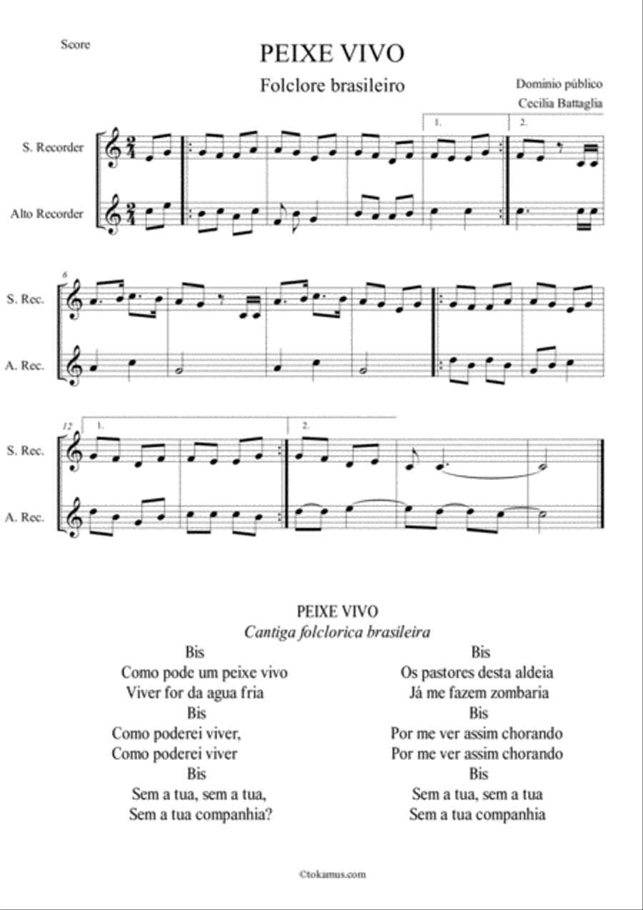 PEIXE VIVO - Brasilian folksong Small Ensemble scores gallery preview page 1