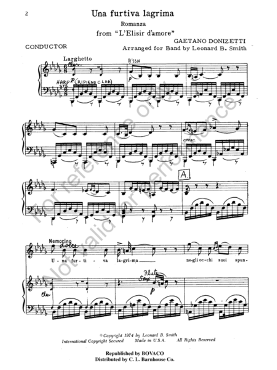 Una Furtiva Lagrima Concert Band scores gallery preview page 3