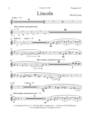 Lincoln (C Trumpet Part) (Downloadable)