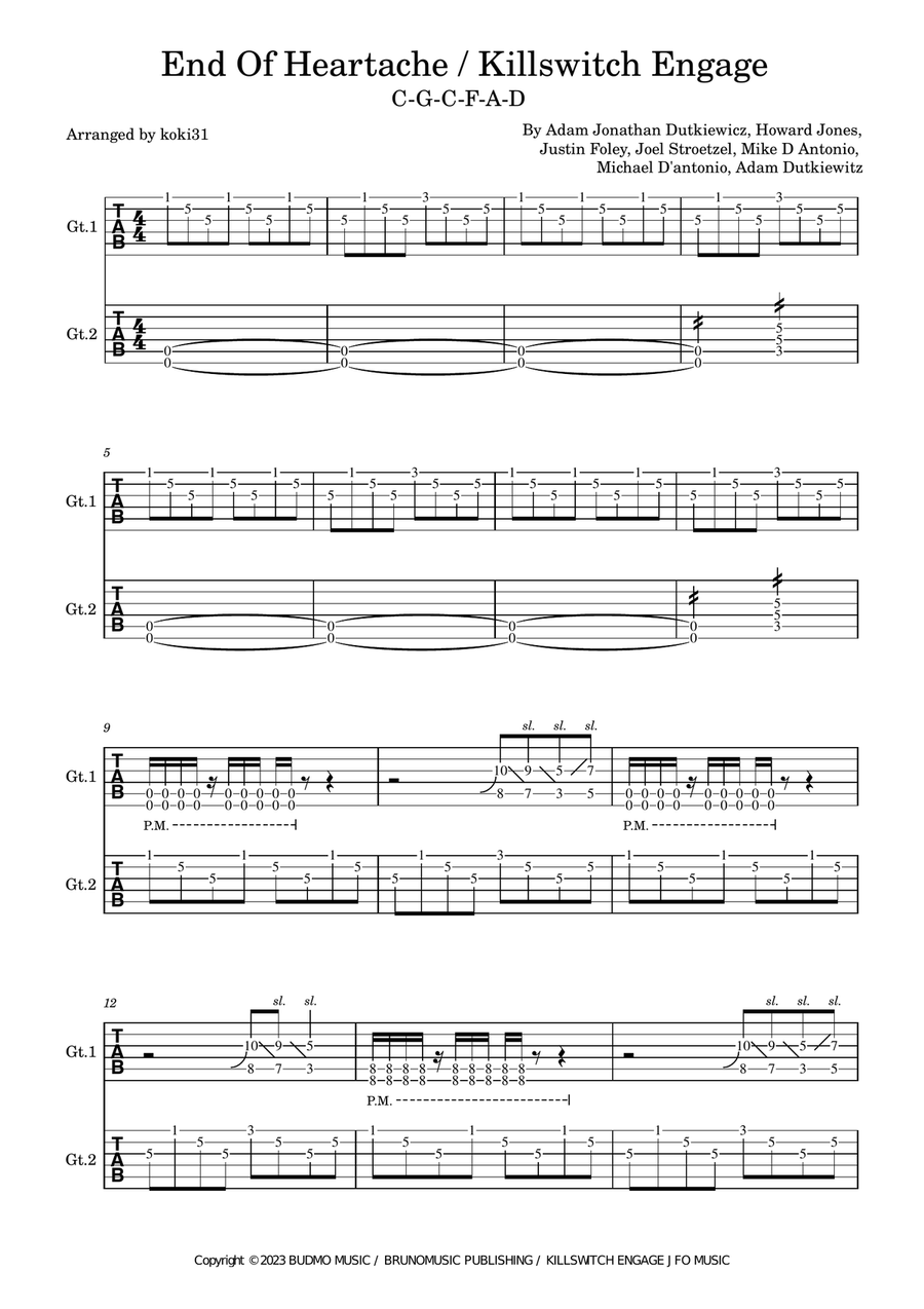 The End Of Heartache The End Of Heartache Guitar Tablature scores gallery preview page 1