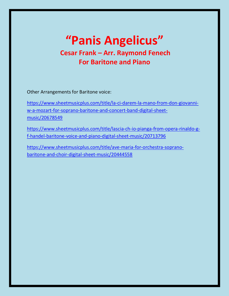 Panis Angelicus - Baritone (voice) and Piano Baritone Horn TC scores gallery preview page 3