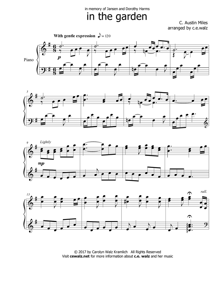 In the Garden In the Garden Piano Solo scores gallery preview page 1
