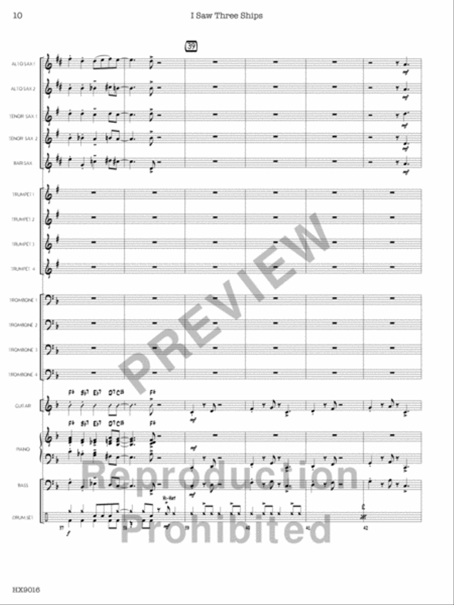 I Saw Three Ships Jazz Ensemble scores gallery preview page 11