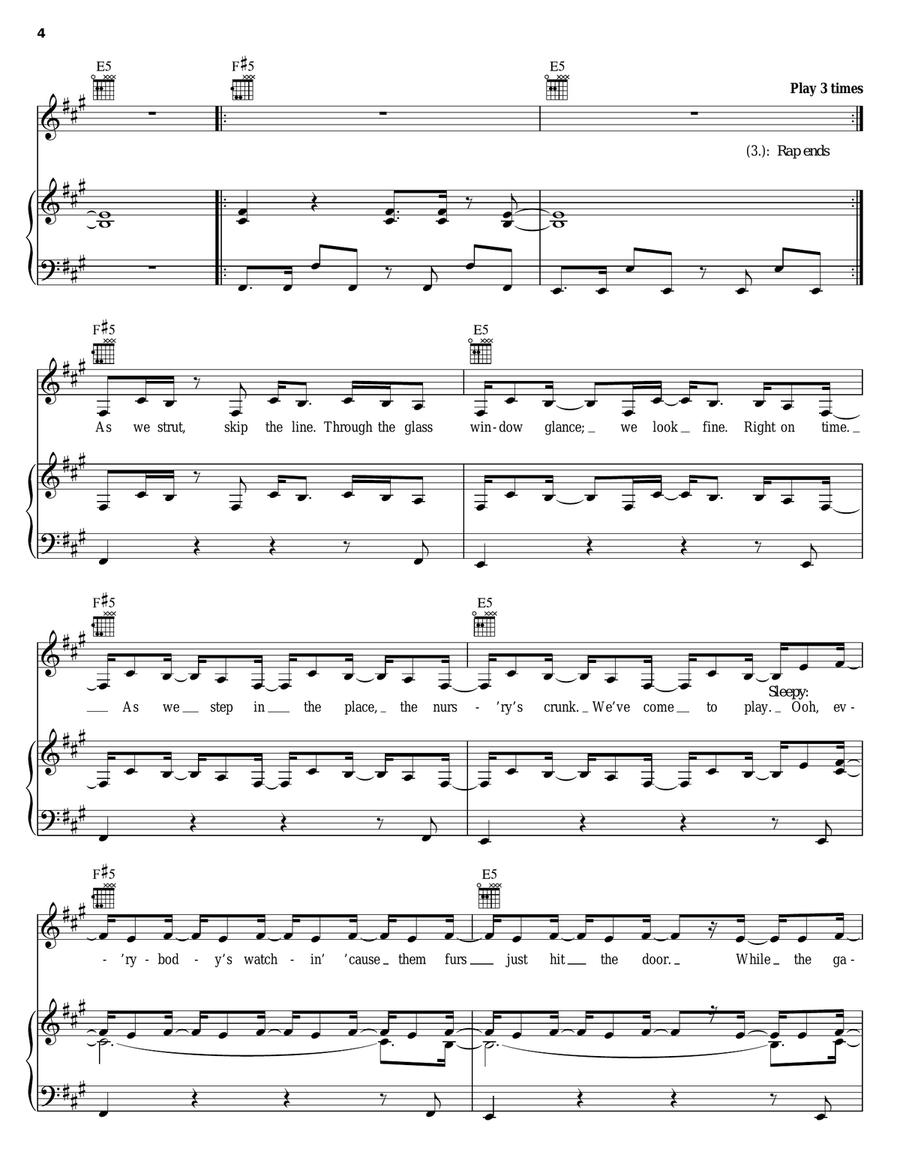 Bowtie Bowtie Piano, Vocal, Guitar scores gallery preview page 4