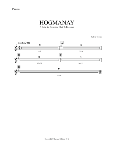 Hogmanay - Instrumental Parts (volume 1 of a 5-volume set) image number null