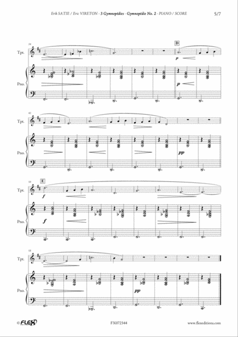 3 Gymnopedies B-Flat Trumpet scores gallery preview page 6
