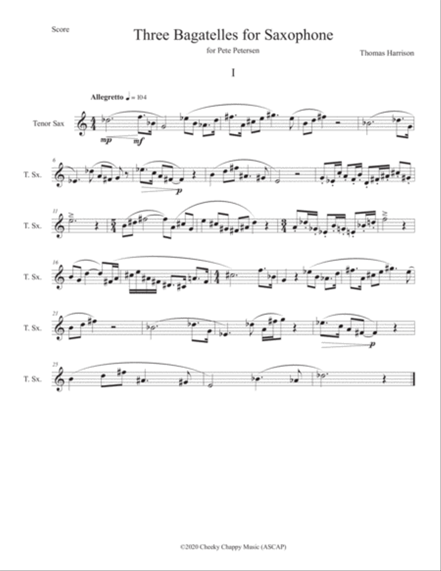 Three Bagatelles for Sax Three Bagatelles for Sax Tenor Saxophone scores gallery preview page 2