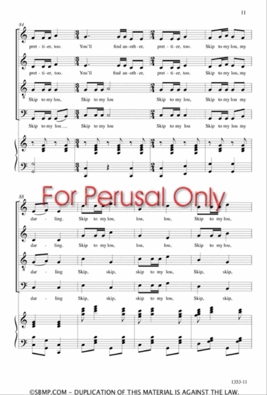 Skip to My Lou - SATB Octavo 4-Part scores gallery preview page 11