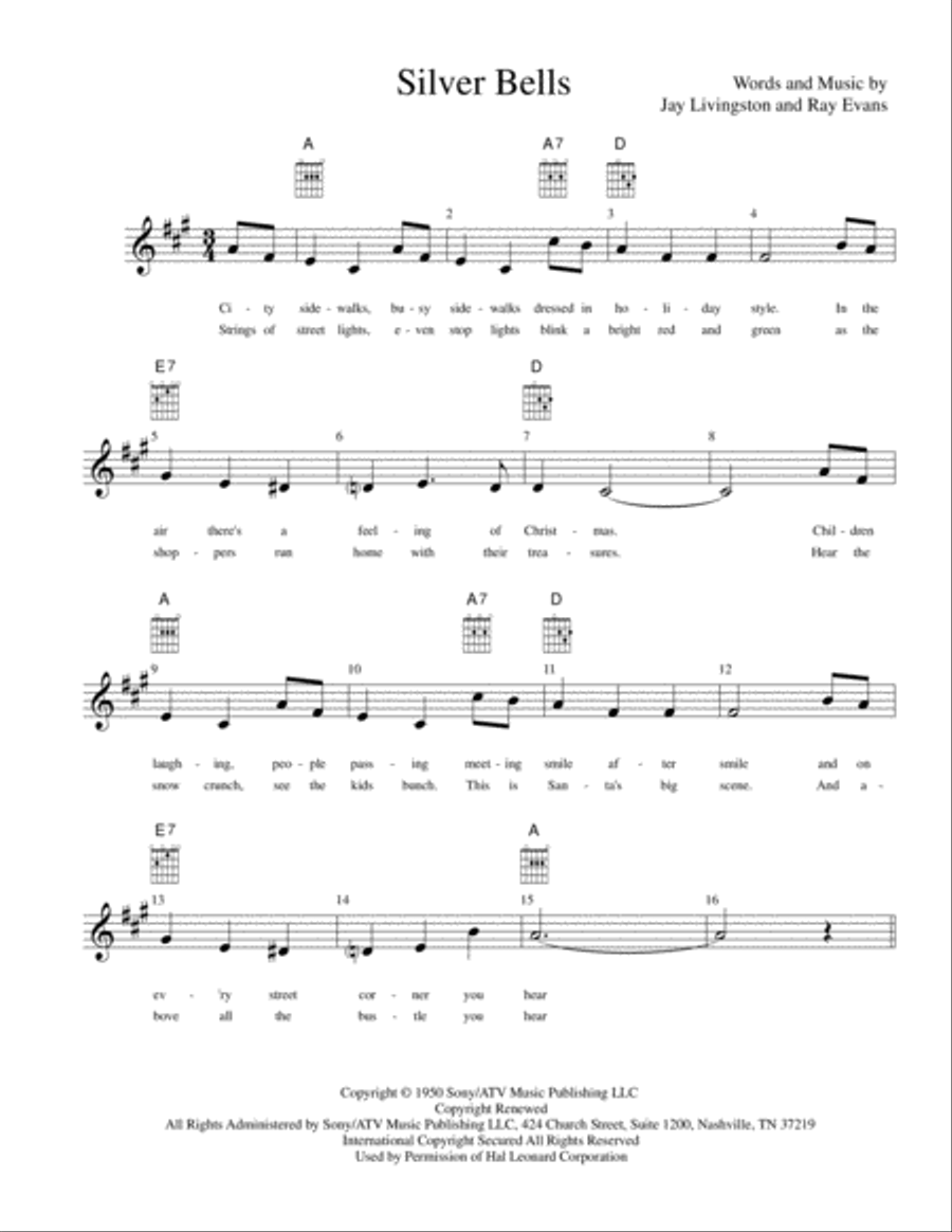 Silver Bells Piano, Vocal, Guitar scores gallery preview page 1