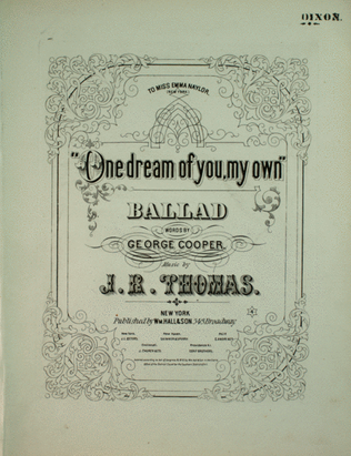 Book cover for One Dream of You, My Own. Ballad