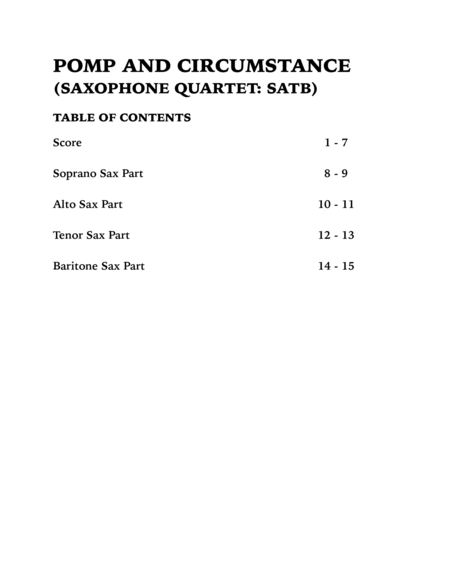 Pomp and Circumstance (Sax Quartet): SATB image number null