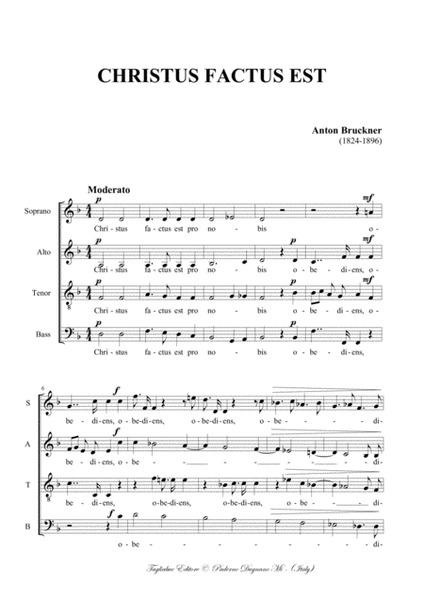 CHRISTUS FACTUS EST - WAB 11 - Bruckner - For SATB Choir - Score Only image number null