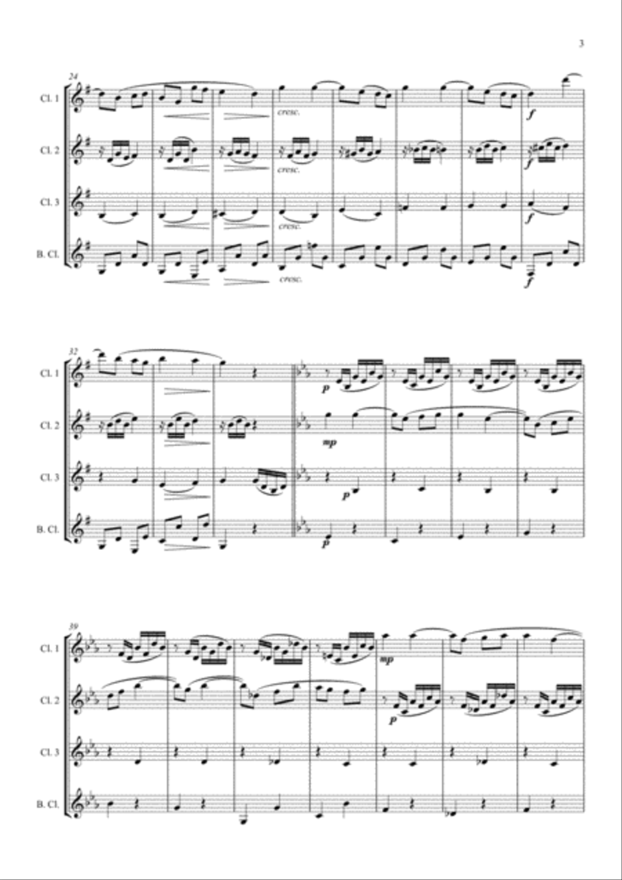Berceuse from Dolly Suite Op. 56 - Clarinet Quartet Clarinet Quartet scores gallery preview page 3