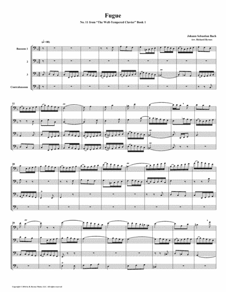 Fugue 11 from Well-Tempered Clavier, Book 1 (Bassoon Quartet) image number null