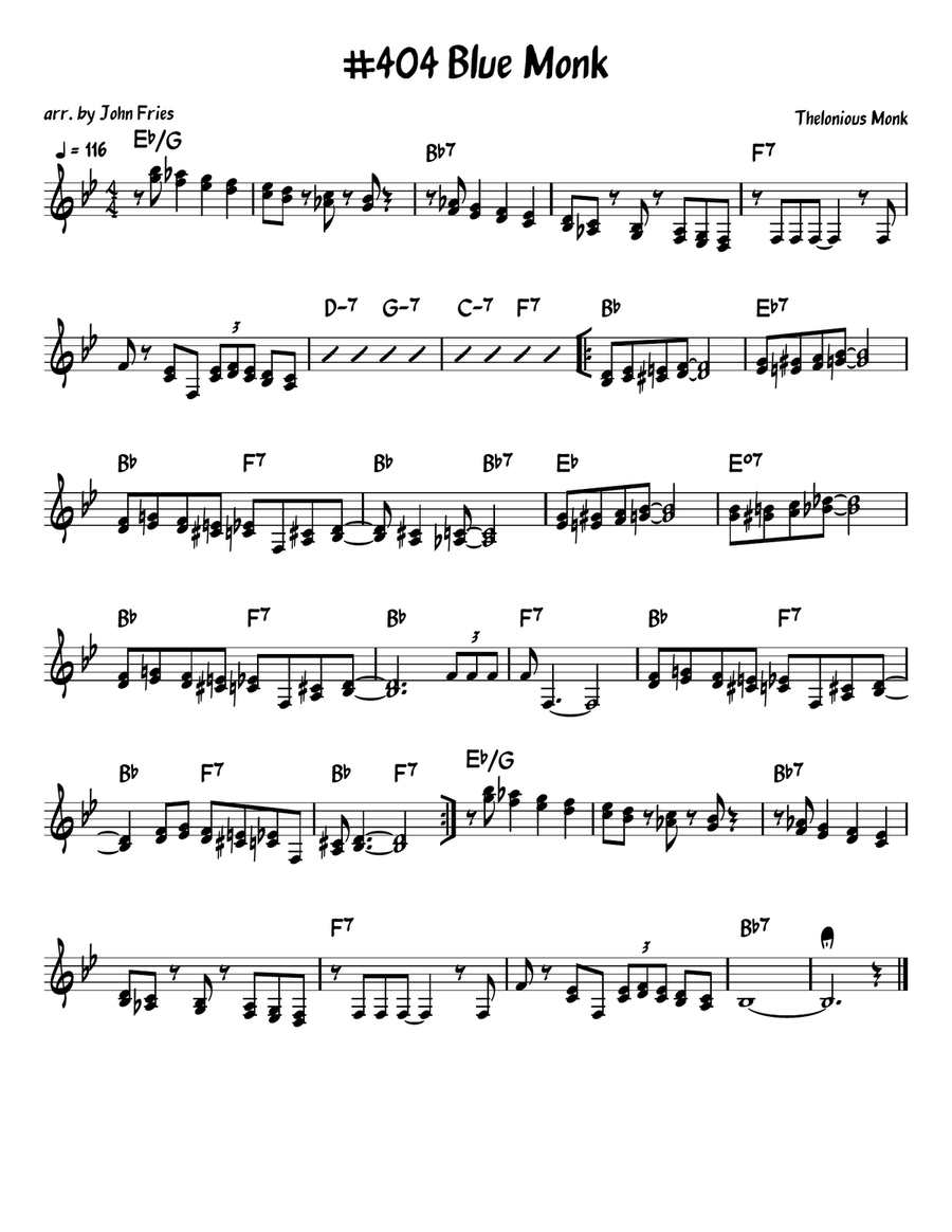 Blue Monk Piano scores gallery preview page 1