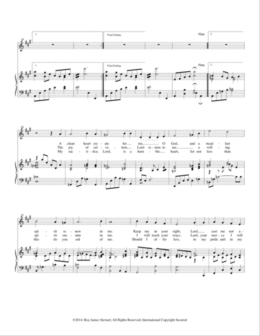 Give Me a Clean Heart, Psalm 51 Unison Choir scores gallery preview page 2