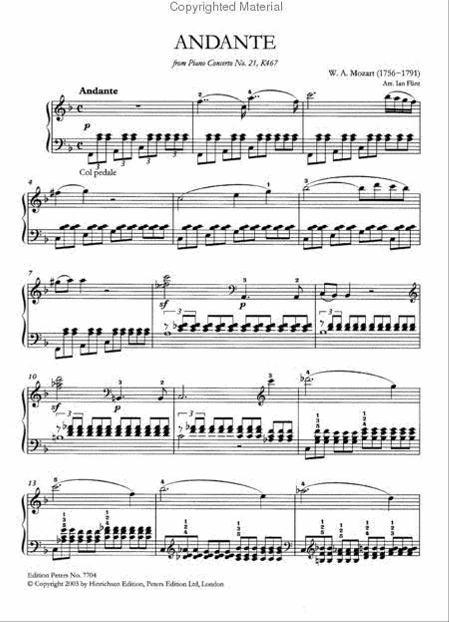Andante from Piano Concerto No. 21 in C K467 (Arranged for Piano Solo) Piano Solo scores gallery preview page 2
