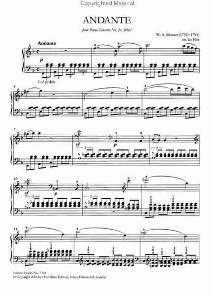 Andante from Piano Concerto No. 21 in C K467 (Arranged for Piano Solo)