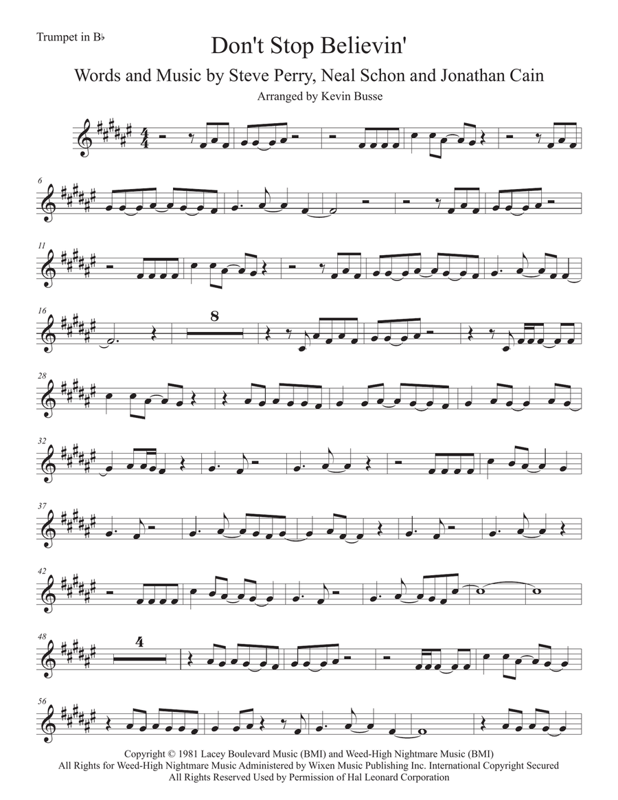 Don't Stop Believin' Don't Stop Believin' Trumpet Solo scores gallery preview page 1