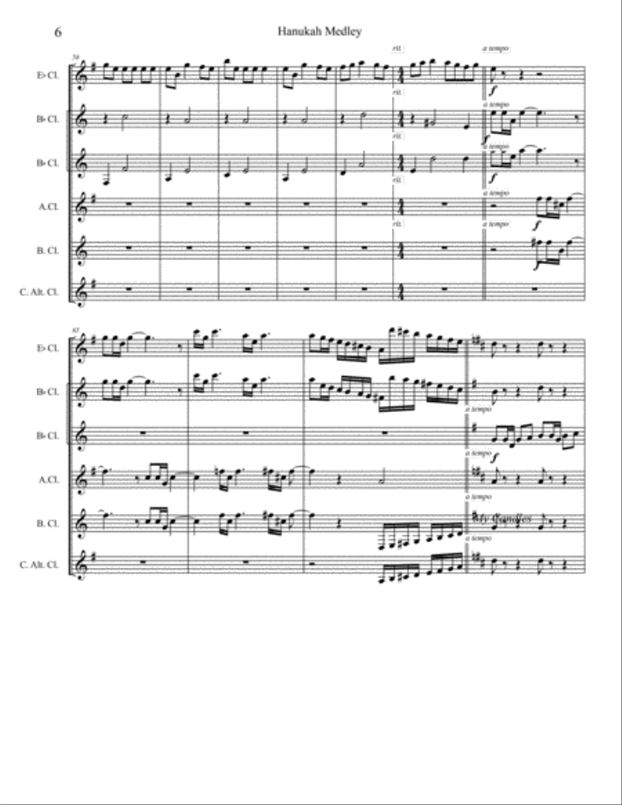 Hanukah Medley for clarinet choir Clarinet Choir scores gallery preview page 6