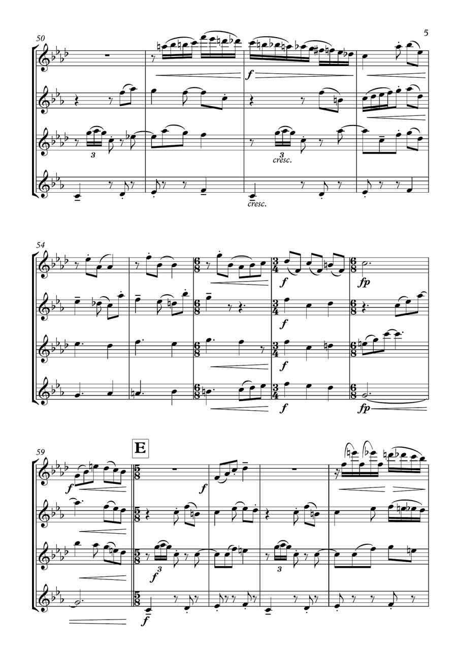 Tango for Glenn Saxophone Quartet scores gallery preview page 5