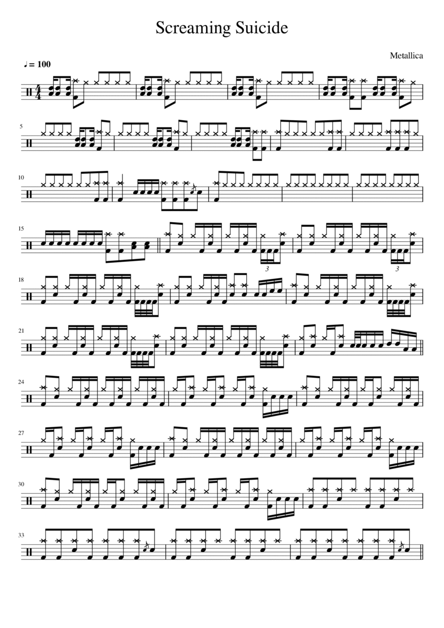 Screaming Suicide Drum Set scores gallery preview page 1