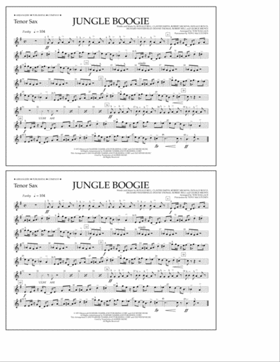 Jungle Boogie - Tenor Sax Marching Band scores gallery preview page 1