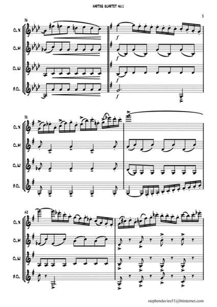 Quartet No.1 By Edouard de Hartog Op.35 for Clarinet Quartet. image number null