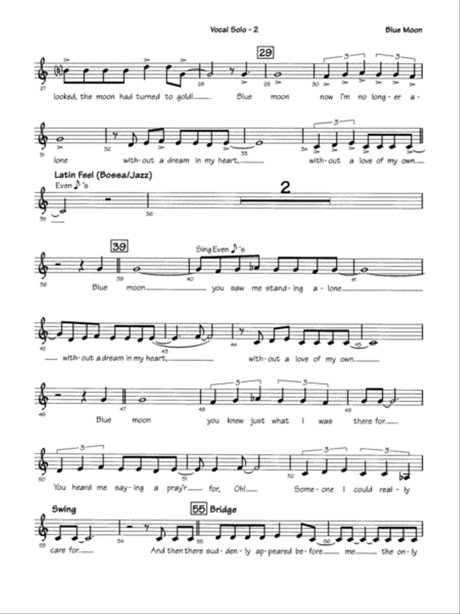 Blue Moon: Vocal Solo Blue Moon: Vocal Solo Jazz Ensemble scores gallery preview page 2