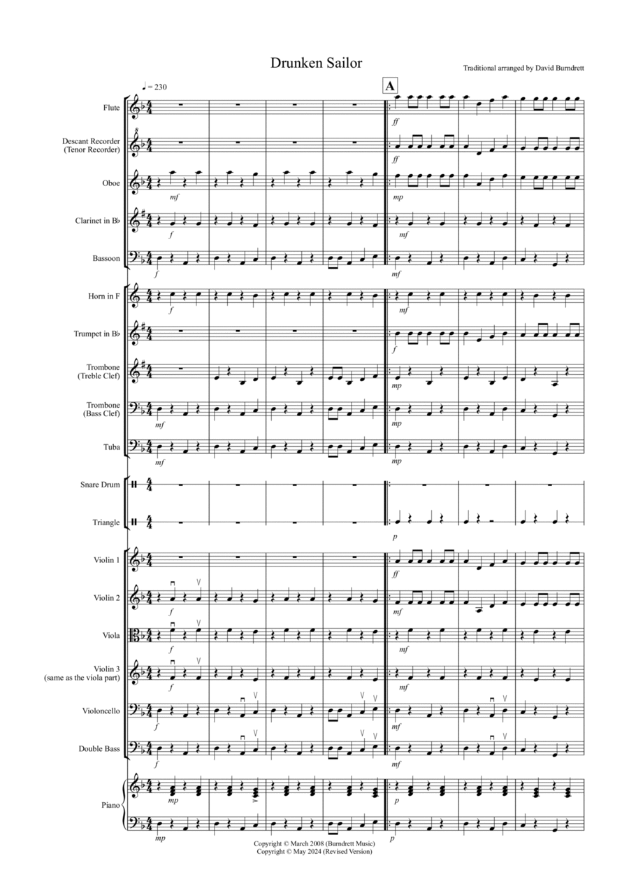 Drunken Sailor for School Orchestra Full Orchestra scores gallery preview page 1