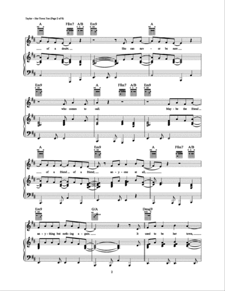 Her Town Too Her Town Too Piano, Vocal, Guitar scores gallery preview page 2