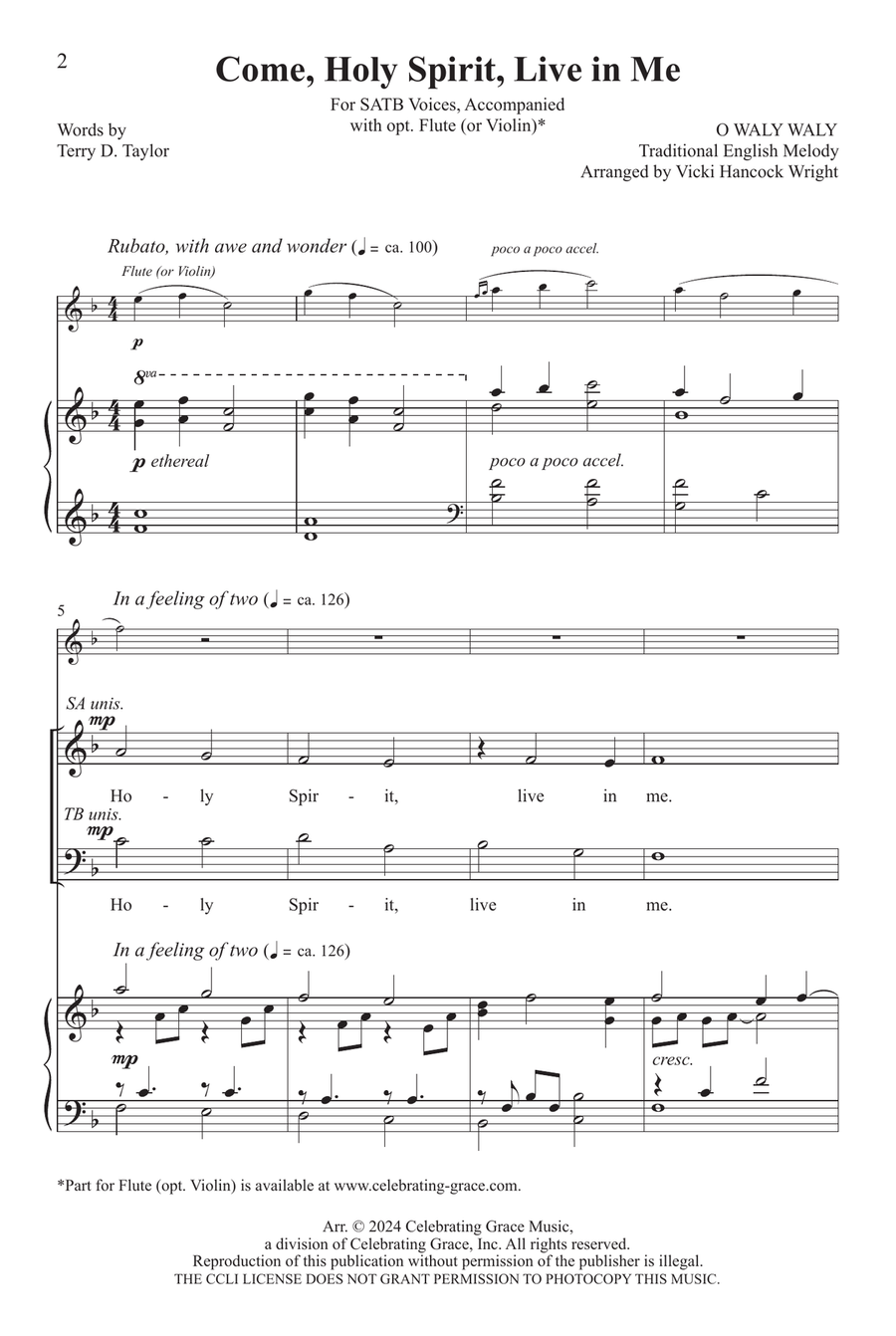 Come, Holy Spirit, Live in Me 4-Part scores gallery preview page 2
