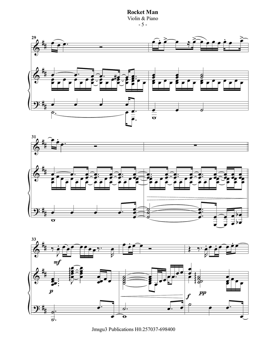 Rocket Man (I Think It's Gonna Be A Long Long Time) Violin Solo scores gallery preview page 6