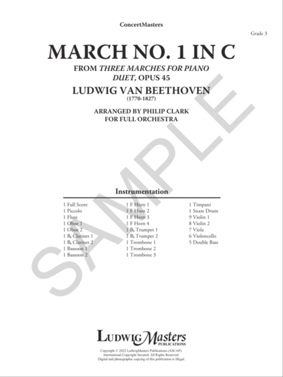 March No. 1 in C Full Orchestra scores gallery preview page 2