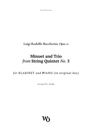 Minuet by Boccherini for Clarinet in Original Key