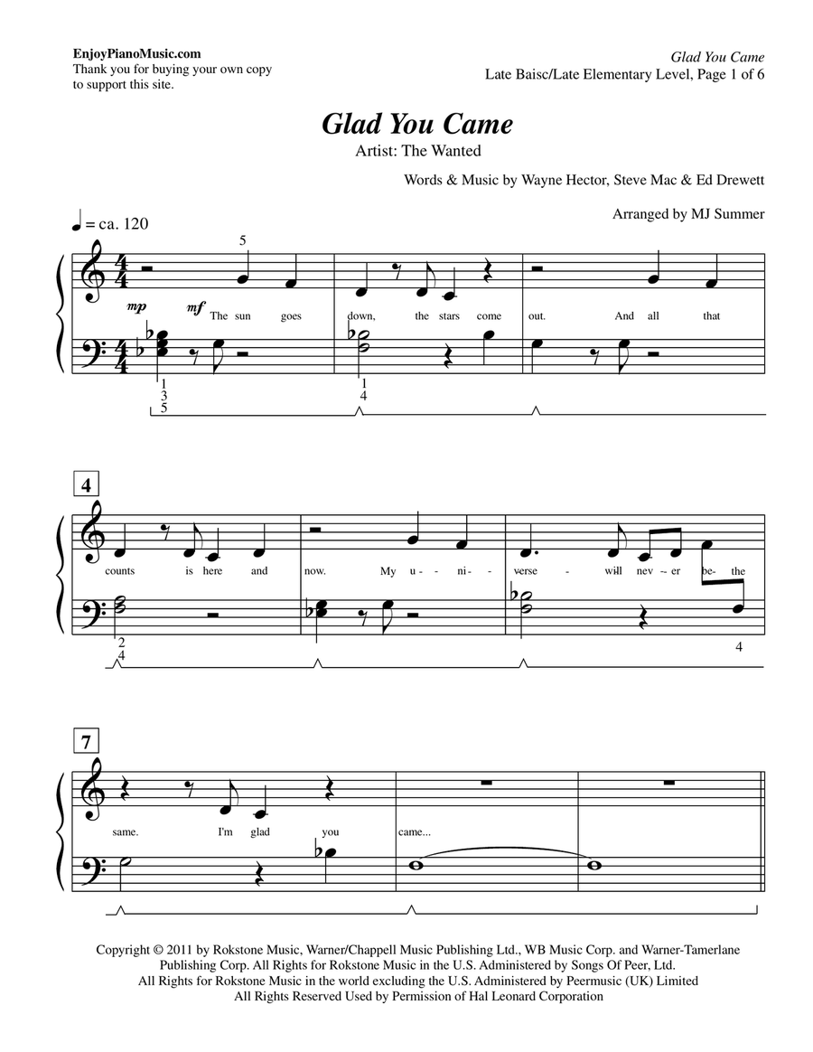 Glad You Came Piano Method scores gallery preview page 2