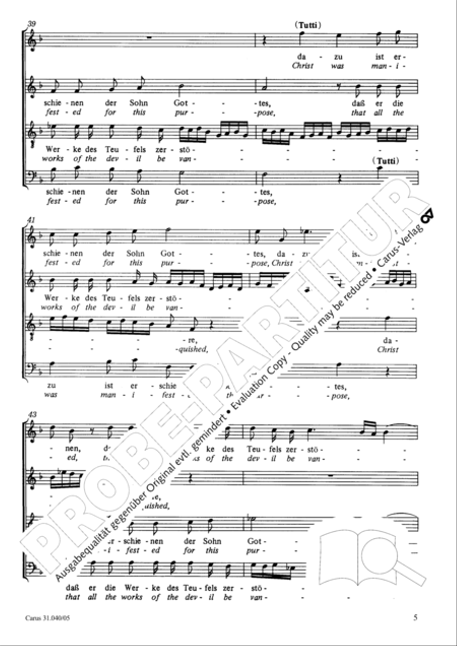 Christ was manifested for this purpose (Dazu ist erschienen der Sohn Gottes) ATB scores gallery preview page 6