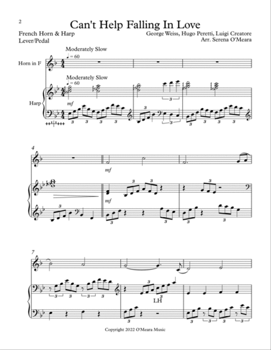 Can't Help Falling In Love Horn scores gallery preview page 2