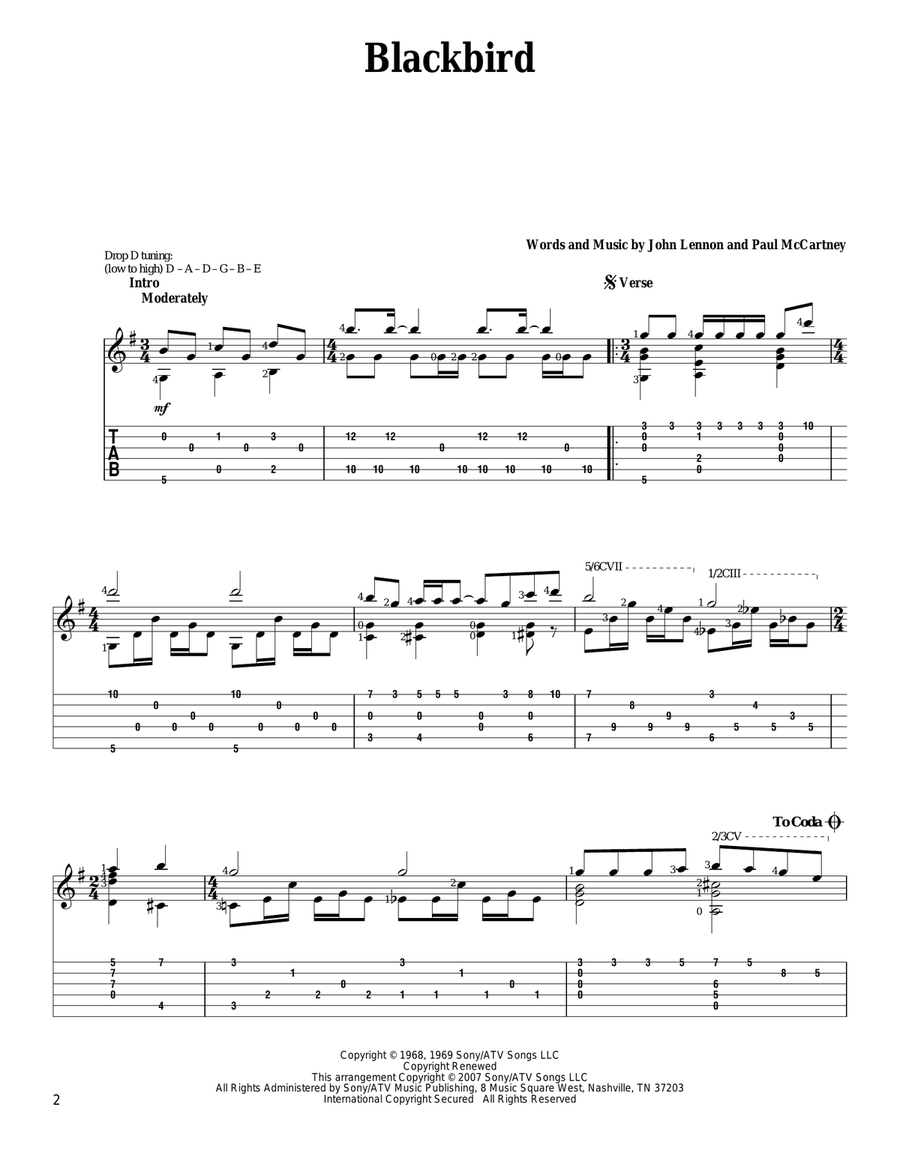 Blackbird Blackbird Acoustic Guitar scores gallery preview page 1