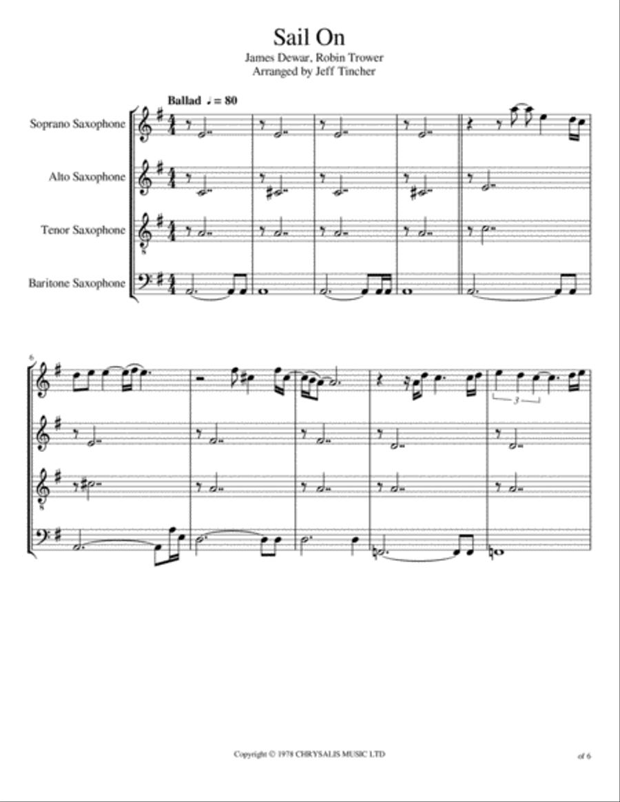 Sail On Woodwind Quartet scores gallery preview page 2
