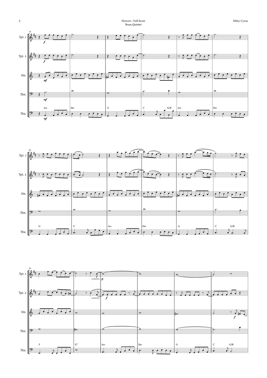 Flowers Brass Quintet scores gallery preview page 2