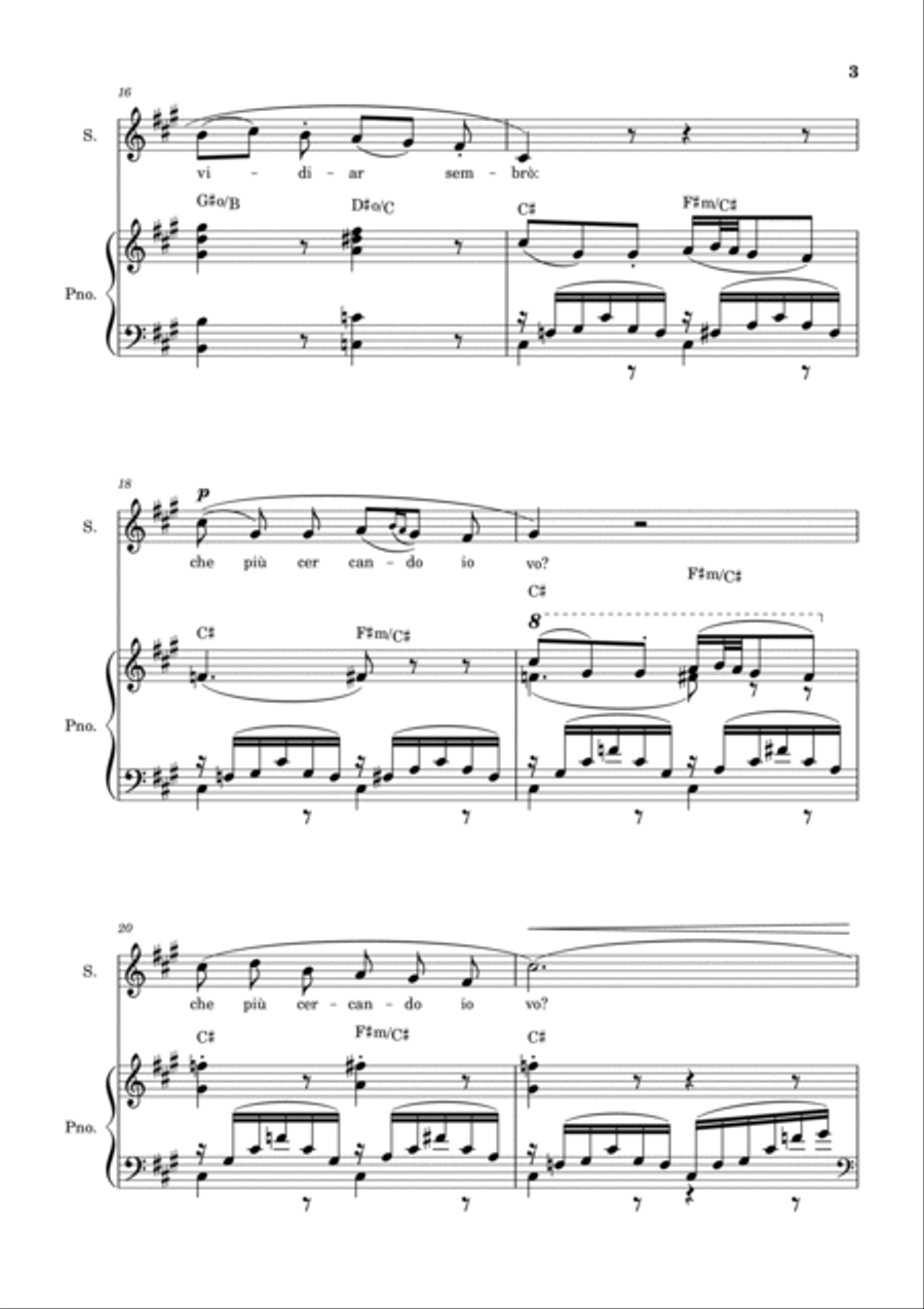 Una Furtiva Lagrima (Soprano in F#m) Piano, Vocal, Guitar scores gallery preview page 3
