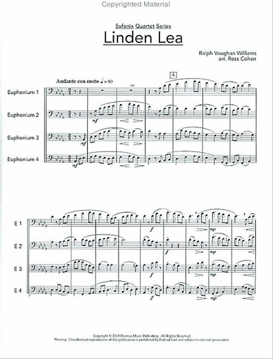 Linden Lea Euphonium Quartet scores gallery preview page 2