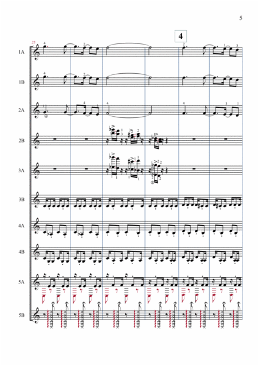 Toccata (The little Train of the caipira) Guitar Ensemble scores gallery preview page 5