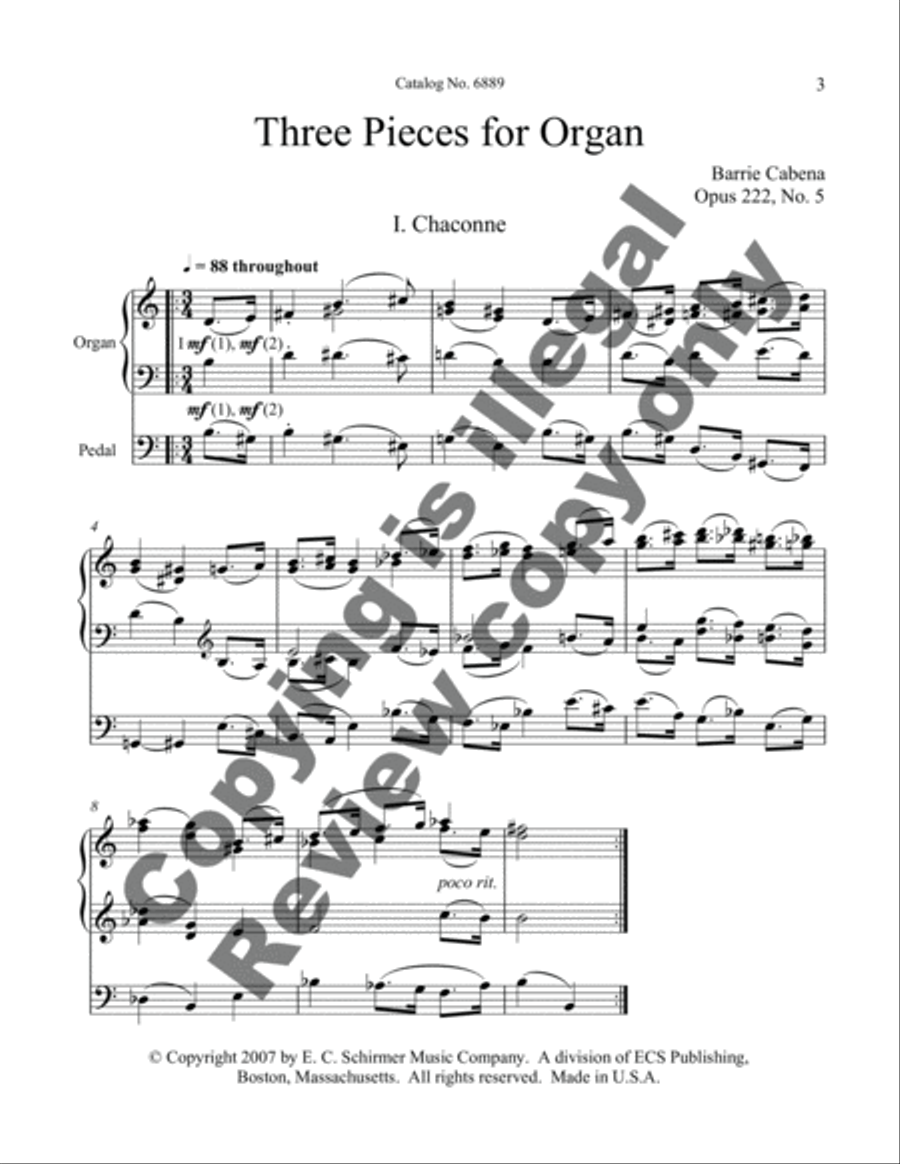 Three Pieces for Organ Three Pieces for Organ Organ Solo scores gallery preview page 3